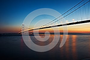 Humber Bridge, UK at dusk