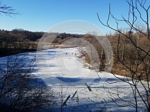 Humber river covered by ice in wintertime