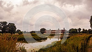 Humboldt Park Lagoon and Fieldhouse in Chicago, USA. Cultural Ce