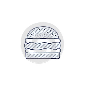Humburger line icon. burger hand drawn pen style line icon