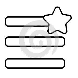 Humburger menu favorites thin line icon. Menu sign with a star vector illustration isolated on white. Navigation glyph