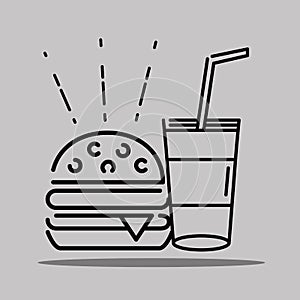 Humburger and soda icons sign decoration