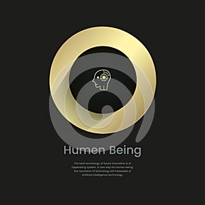 Humen being icon, luxury circles diagram of work flow, options infographic elements design, vector illustration. Golden and