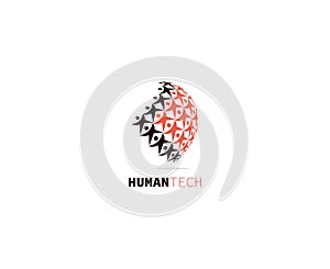 Humen Technology orbits web rings logo design. Abstract circle logo template.