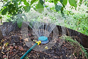 Humidification compost pile using sprinkler