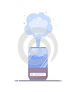 Humidifier air icon. Ultrasonic purifier microclimate for home. Healthy humidity. Modern vector illustration in flat