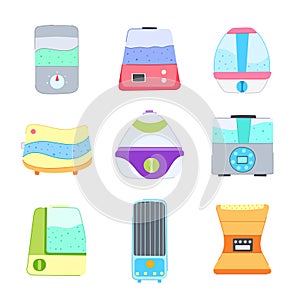 humidifier air set cartoon vector illustration