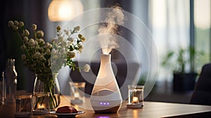 Humidifier in the room on the table