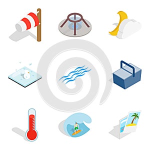 Humidify icons set, isometric style photo