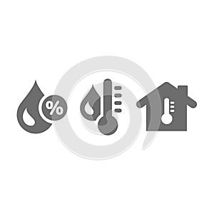 Humidity control with thermometer and home icons