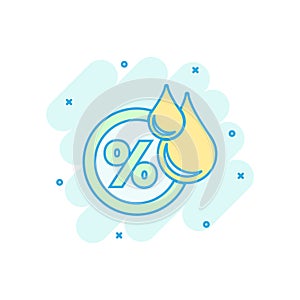 Humidity icon in comic style. Climate vector cartoon illustration on white isolated background. Temperature forecast business