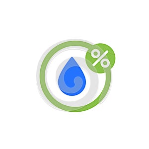 Humidity icon, water drop and percent vector