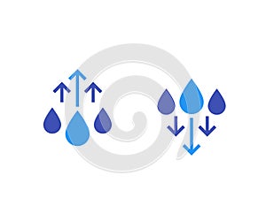 Humidity level up and down icons, vector