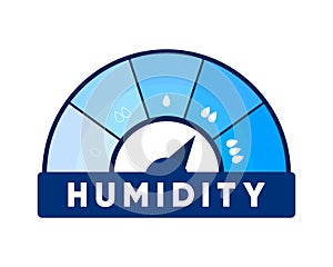 Humidity level. Water Temperature Indicator. Humidity meter. Measuring dashboard with arrow. Vector illustration.