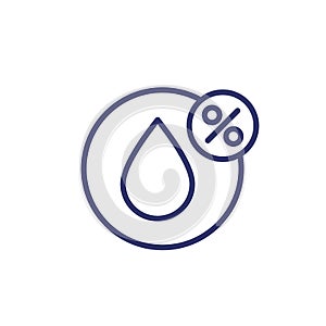Humidity line icon, water drop and percent
