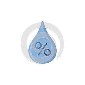 Humidity percent. Water drop. Flat icon. Isolated weather vector illustration