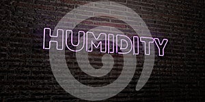 HUMIDITY -Realistic Neon Sign on Brick Wall background - 3D rendered royalty free stock image