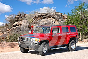 Hummer in desert setting