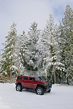 Hummer H2 in the snow