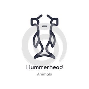 hummerhead outline icon. isolated line vector illustration from animals collection. editable thin stroke hummerhead icon on white
