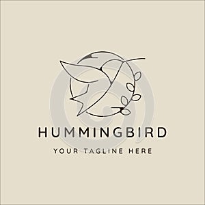 humming bird logo line art simple vector illustration template icon graphic design. animal sign or symbol for nature and wildlife