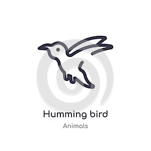 humming bird outline icon. isolated line vector illustration from animals collection. editable thin stroke humming bird icon on