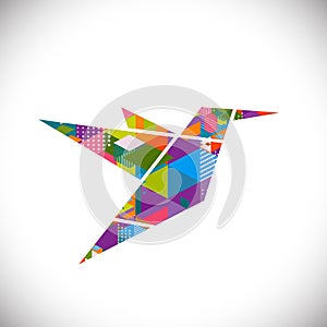 Humming bird symbol with colorful geometric graphic concept isolated white background, vector & illustration