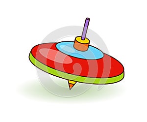 Humming-top children toy. Bright top toy over white vector illustration