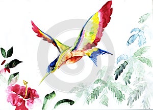 Hummingbird bird icon graphic, icon, watercolor drawing, line, p