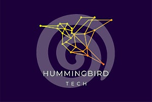 Hummingbird Colibri Bird Digital Electronic Circuit Chip for Smart Tech Logo