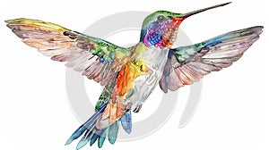 Hummingbird design of exotic bird flying isolated on white
