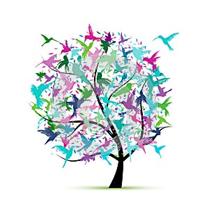 Hummingbird tree, sketch for your design