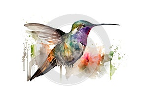 Hummingbird watercolor. Vector illustration desing