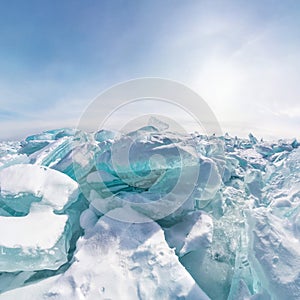 Hummocks of of lake baikal ice in a square format instagram