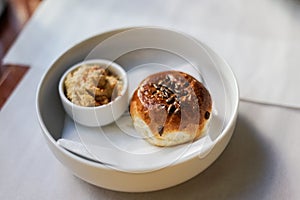 Hummus and breadrolls