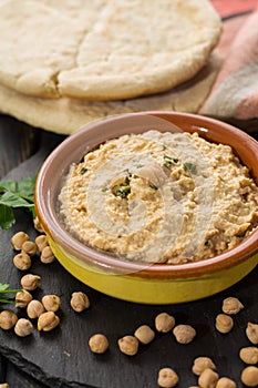 Hummus, everyday meals in Israel made from chickpeas and ingredients that, following Jewish dietary laws Kashrut, can be combined