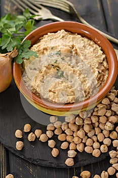 Hummus, everyday meals in Israel made from chickpeas and ingredients that, following Jewish dietary laws Kashrut, can be combined