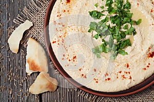 Hummus healthy eastern creamy lunch served with