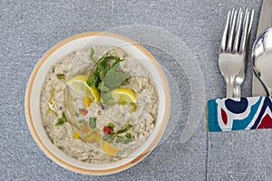 Hummus a la carte appetiser meal side dish in bowl photo