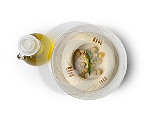 Hummus Plate, Lebanese plate of Hummus isolated on white