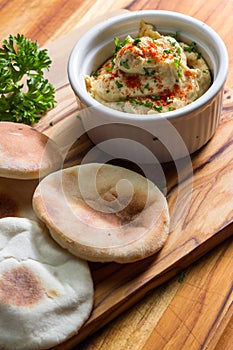 Hummus topped with paprika