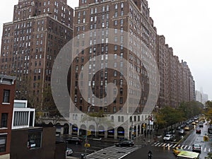 Humongous residential brick building structure in Manhattan New York