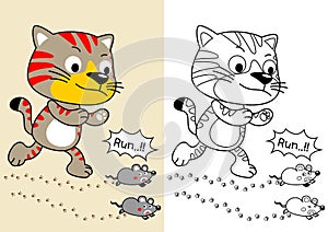 HUmor cartoon, cat hunting rats