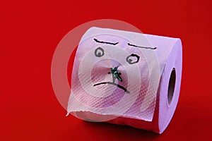 Humor - toilet roll with face and peg on nose