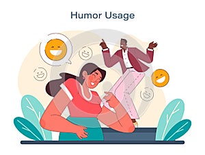 Humor usage concept. A lively