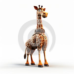 Humorous 3d Cartoon Giraffe Model With Headdress And Collar