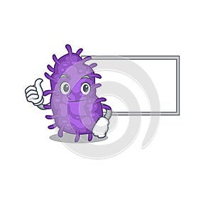 Humorous bacteria bacilli cartoon design Thumbs up bring a white board