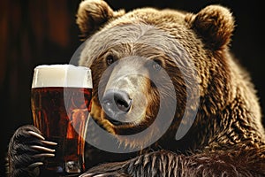 Humorous Bear drinking beer. Generate AI