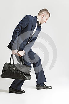 Humorous Concept and Ideas. Handsome Caucasian Man in Official Suit