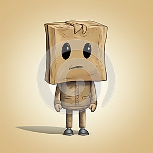 Humorous Cubo-futurism: A Sad Brown Paper Bag Man Concept Art